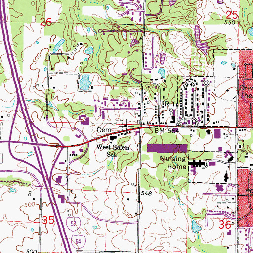 Topographic Map of West Salem Trinity United Methodist Church, IL