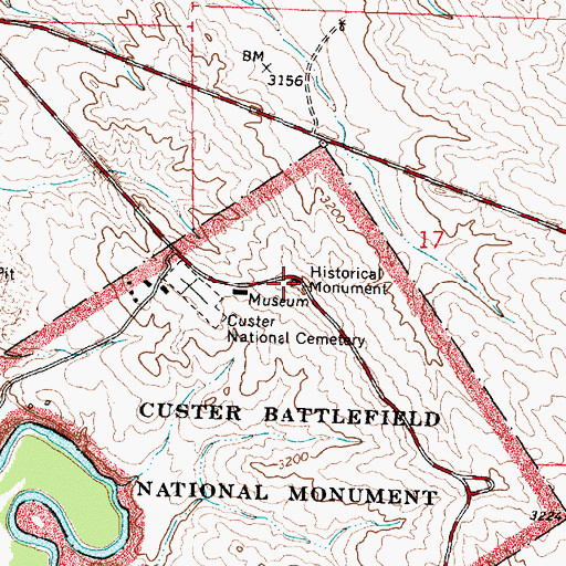 Topographic Map of Seventh Cavalry Memorial, MT