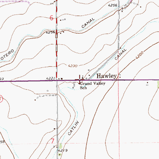 Topographic Map of Grand Valley School, CO