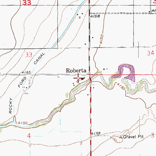 Topographic Map of Roberta, CO