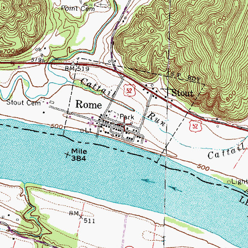 Topographic Map of Stout Post Office, OH