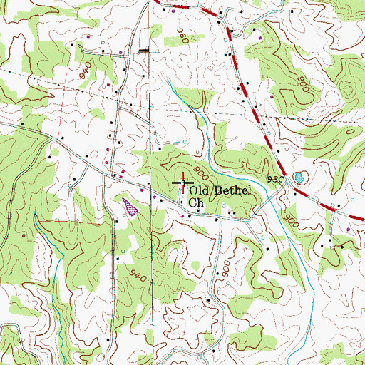 Topographic Map of Old Bethel Cemetery, TN
