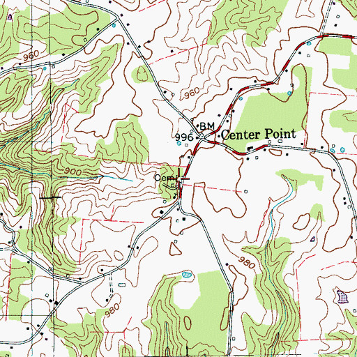 Topographic Map of Philadelphia Cemetery, TN