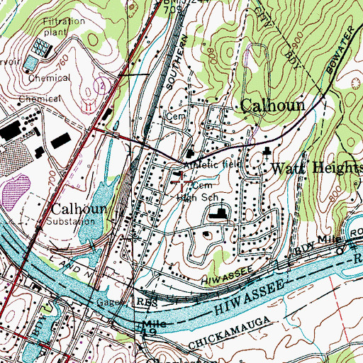 Topographic Map of Calhoun Community Cemetery, TN