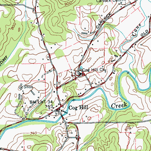 Topographic Map of Coghill Baptist Church Cemetery, TN