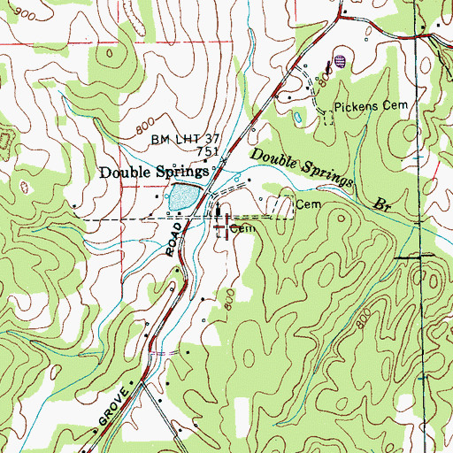 Topographic Map of Double Springs Baptist Church Cemetery, TN