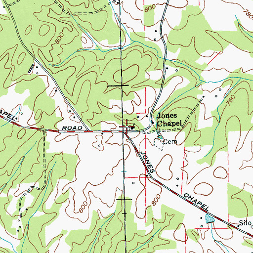 Topographic Map of Jones Chapel Cemetery, TN