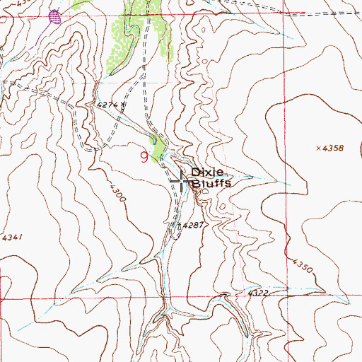 Topographic Map of Dixie Bluffs, CO