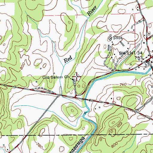 Topographic Map of Old Salem Cemetery, TN