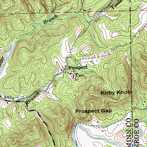 Topographic Map of Prospect Cemetery, TN