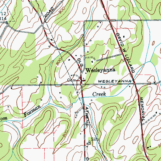 Topographic Map of Wesleyanna Cemetery, TN
