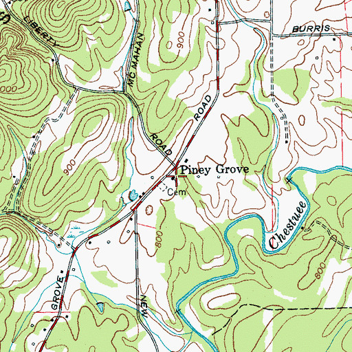 Topographic Map of Piney Grove United Methodist Church, TN