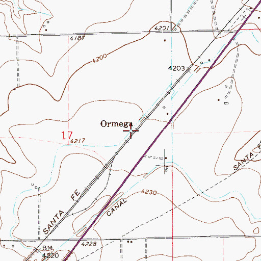 Topographic Map of Ormega, CO