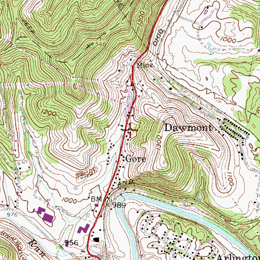 Topographic Map of Gore School (historical), WV