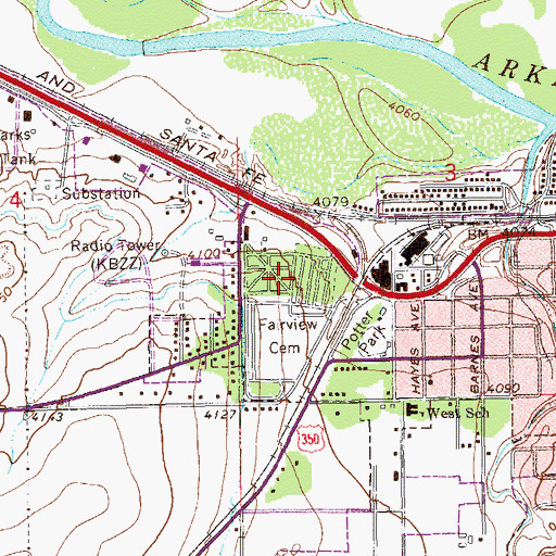 Topographic Map of Fairview Cemetery, CO
