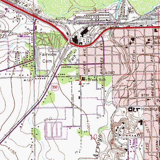 Topographic Map of West School, CO
