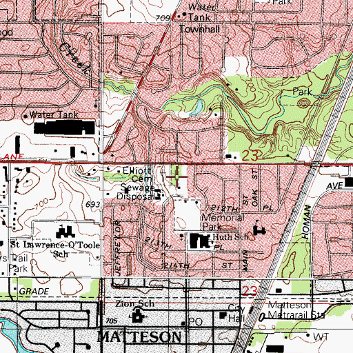 Topographic Map of Zion Evangelical Lutheran Cemetery, IL