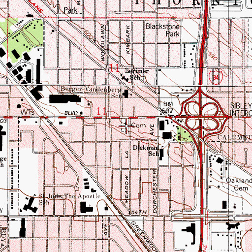 Topographic Map of Berger Cemetery, IL