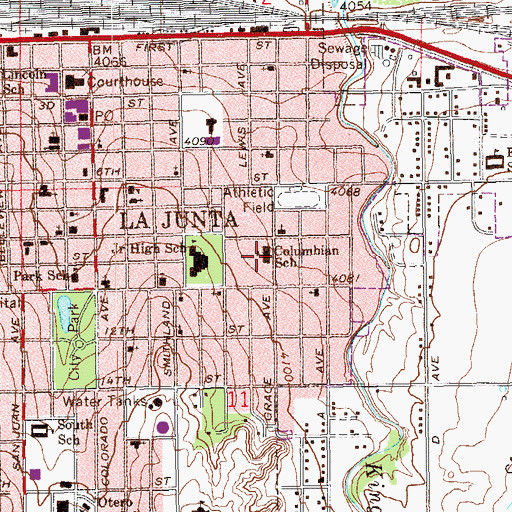 Topographic Map of Columbian School, CO