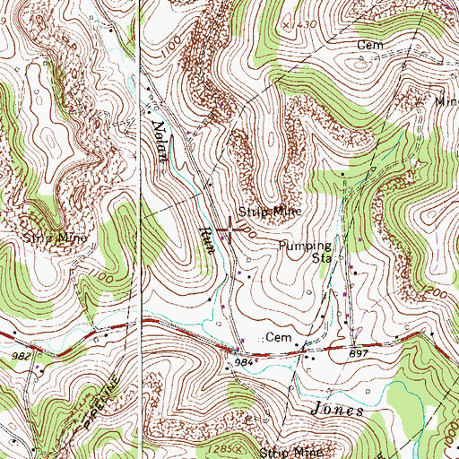 Topographic Map of Nolan Run School (historical), WV