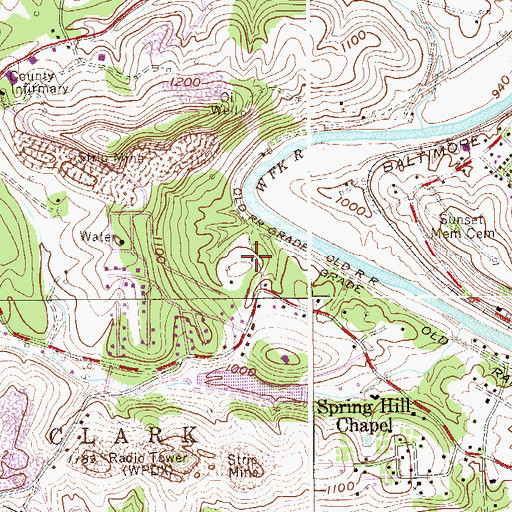 Topographic Map of Sandhill School (historical), WV