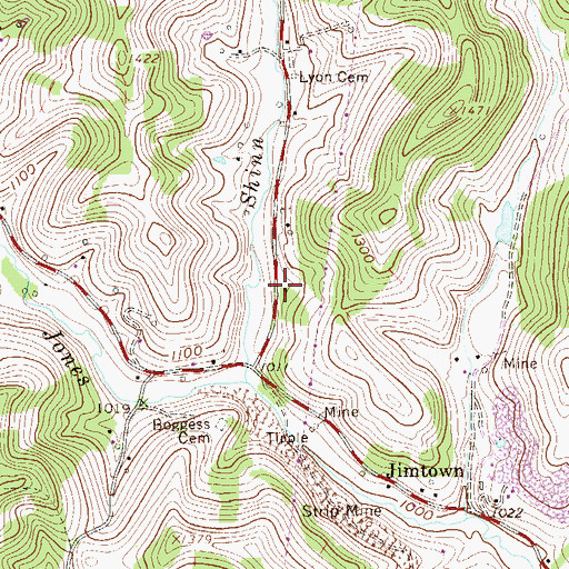 Topographic Map of Shinn Run School (historical), WV