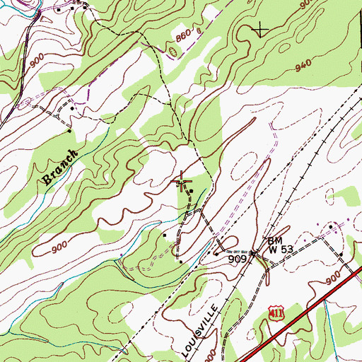 Topographic Map of Mount Arnon Cemetery, TN