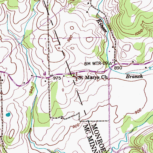 Topographic Map of Saint Marys Cemetery, TN