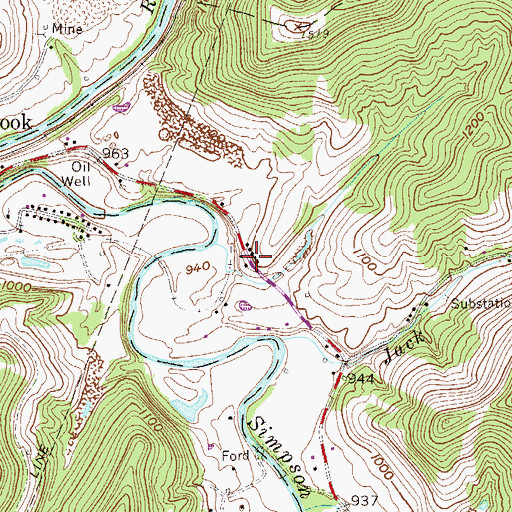Topographic Map of Cook Mine, WV