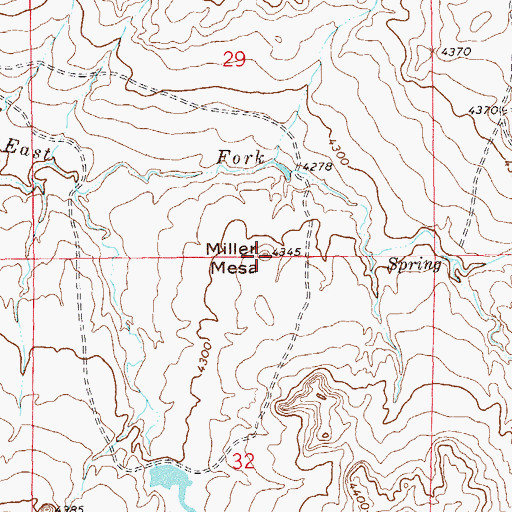 Topographic Map of Miller Mesa, CO