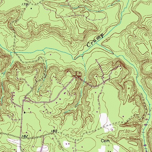 Topographic Map of Hilly Farms, VA