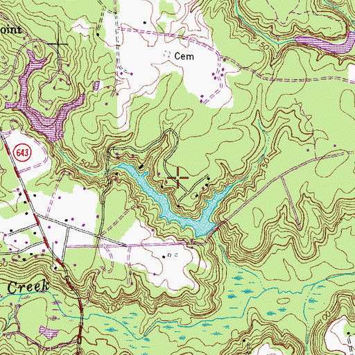 Topographic Map of Mattawan, VA