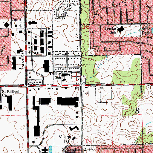 Topographic Map of Trinity Evangelical Lutheran Cemetery, IL
