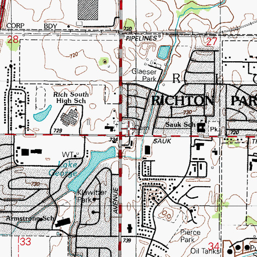 Topographic Map of New German Evangelical Zion Cemetery, IL