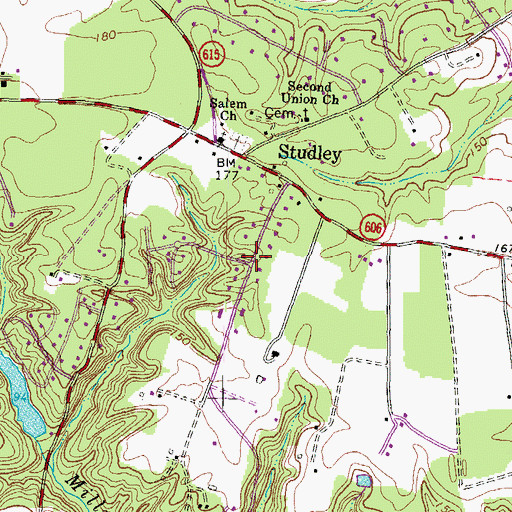 Topographic Map of Studley Farms, VA