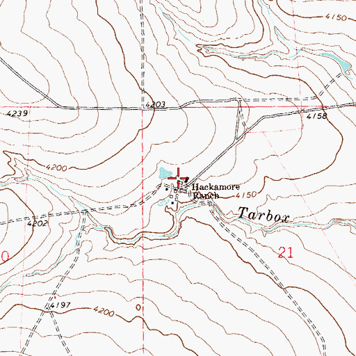 Topographic Map of Hackamore Ranch, CO