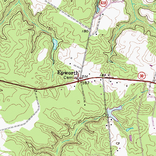 Topographic Map of Epworth Methodist Church Cemetery, VA