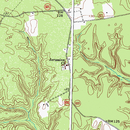 Topographic Map of Jerusalem Christian Church Cemetery, VA