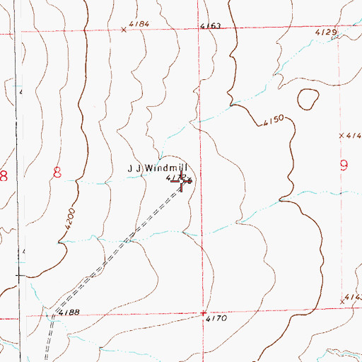 Topographic Map of J J Windmill, CO