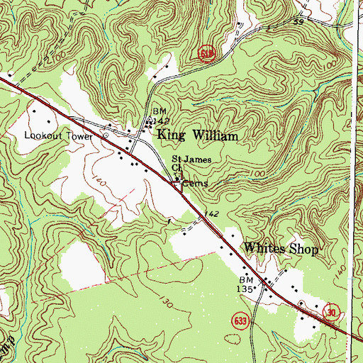 Topographic Map of Saint James Presbyterian Church Cemetery, VA