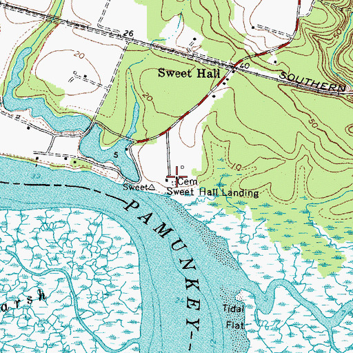 Topographic Map of Sweet Hall Cemetery, VA