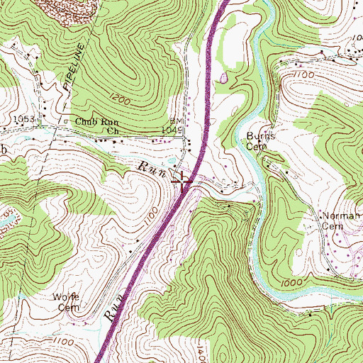 Topographic Map of Chub Run School (historical), WV