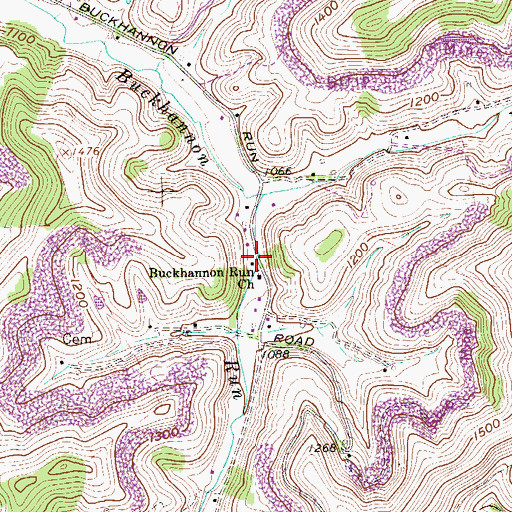 Topographic Map of Buckhannon Run School (historical), WV