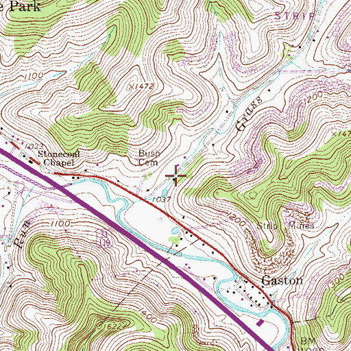 Topographic Map of Grass Run School (historical), WV