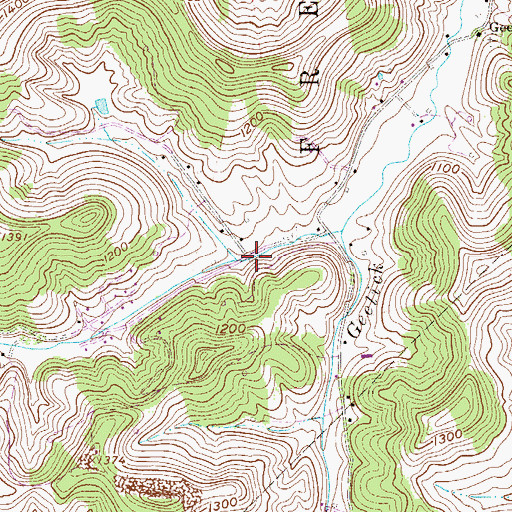 Topographic Map of Upper Geelick School (historical), WV