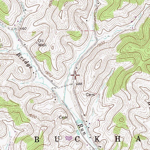 Topographic Map of Bridge Run School (historical), WV