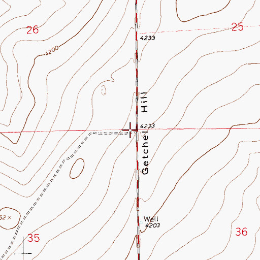 Topographic Map of Getchel Hill, CO
