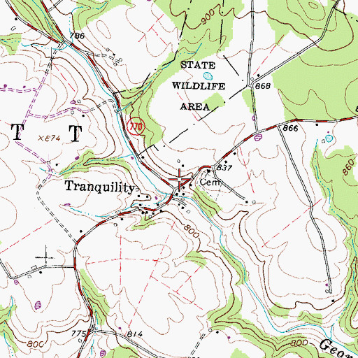 Topographic Map of Tranquillity Post Office (historical), OH