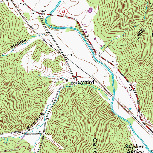 Topographic Map of Jaybird Post Office (historical), OH