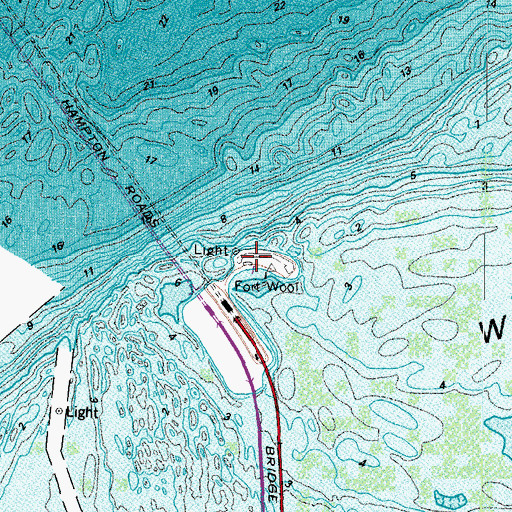 Topographic Map of Battery Claiborne (historical), VA